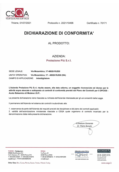 CSQA Dichiarazione di Conformità